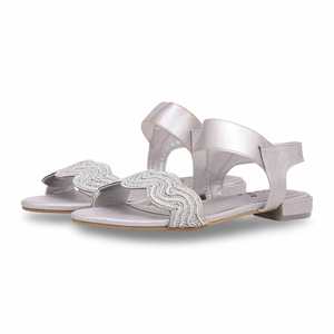 Sandalias de tacón con punta abierta de fantasía plateada para mujer con cordones a la moda para bodas y Parties-FN5972 - Product Image 3