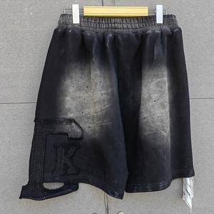 100% algodón lienzo Vintage lavado hombres de gran tamaño antiarrugas transpirable cordón cierre pantalones cortos de sudor - Product Image 6