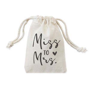 Miss to Mrs. Cotton Canvas <b>Wedding</b> Favor <b>Bags</b> 6-Pack Eco-Friendly Screen Printed <b>Bags</b> Custom Logo for Packaging <b>Gift</b> Craft Use - Product Image 1