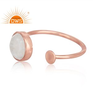 แหวนพลอยมูนสโตนชุบสีรุ้งสีทองโรสโกลด์จากธรรมชาติเครื่องประดับแบบปรับได้สำหรับเป็นของขวัญสำหรับผู้หญิง - Product Image 3