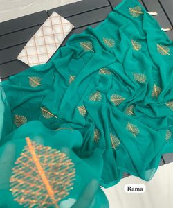 Saree en soie de réception nuptiale à couper le souffle orné d'un travail Dori exquis et d'embellissements luxueux de perles - Product Image 3