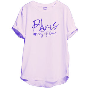 Camiseta de algodón Pima supersuave para mujer, Camiseta con estampado multicolor de gran tamaño de color personalizado con logotipo gráfico DTG en el pecho, Camiseta con estampado para mujer - Product Image 6