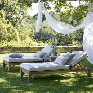 Chaises longues extérieures durables en bois de teck pour la relaxation d'hôtel de villa de côté de piscine et les meubles de loisirs - Product Image 1