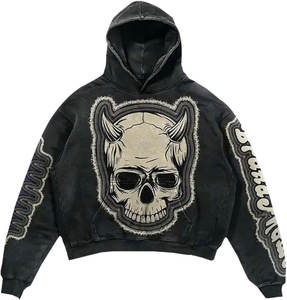 Sudadera con capucha estampada con diamantes de imitación DTF DTG personalizada de gran tamaño para hombre - Product Image 1