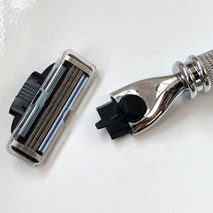 Hot Selling Badger Hair Brush Triple Blades <b>Razor</b> Shaving Kit with Wooden Rosewood Metal Handle Premium Quality Shaving Brush - Product Image 5