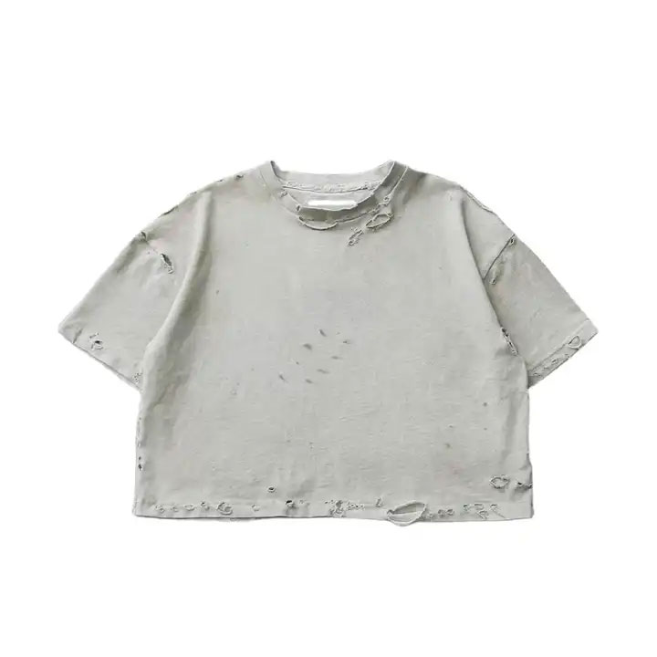 カスタムロゴヘビーウェイトストリートTシャツPour Hommes Vintage Washed Men Cropped Oversized Distressed Tシャツ