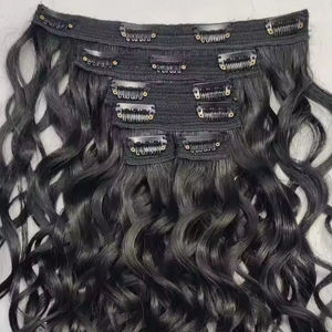 Extensiones de Cabello Humano Remy de Alta Calidad, 100% Naturales, con Cutículas Alineadas, Onduladas Indias, 6 Piezas con Clip, Cabello de Primera Calidad - Product Image 1