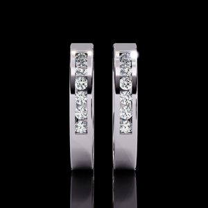 Boucles d'oreilles en diamant Leb Grown dernière conception pour l'élégance quotidienne Créoles en argent sterling 925 de luxe avec diamants en forme de canal - Product Image 5