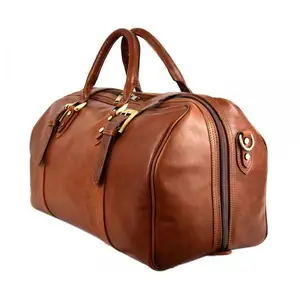 Leather duffel bag cowhide vintage men's large capacity handbag travel bag