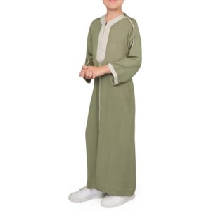 OEM 2025 Logo personnalisé Thobe islamique en coton respirant pour homme adulte, grande taille, prière, Eid, Ramadan, Dubaï, Moyen-Orient, longueur cheville - Product Image 2