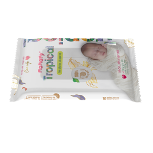 ผ้าเช็ดทำความสะอาดแบบเปียก 200x150 มม. ปลอดภัย ป้องกันผื่นผ้าอ้อม ผลิตจากผ้าไม่ถักทอ ลายนูน ทำความสะอาด Mamamy Tropical ใยเรยอนธรรมชาติ 100% - Product Image 3