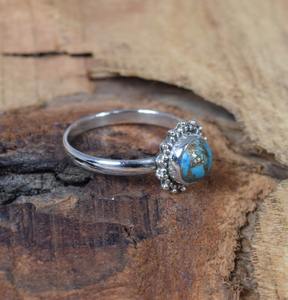 Tendance 925 argent Sterling Turquoise pierre précieuse bague bijoux à la main argent Boho Style bague bijoux pour femmes cadeau pour les filles - Product Image 2