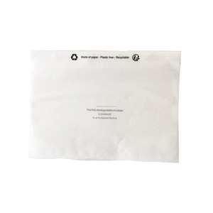 Paper document pocket sustainable eco-wallet recyclable plastic-free mailing packaging self-adhesive