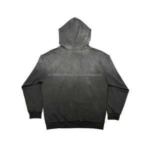 Sweat à capuche zippé sur mesure de luxe, poids lourd, grande taille, avec appliques brodées, couture, lavage à l'acide - Product Image 2