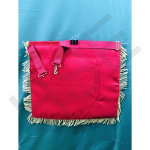 Delantal de Alto Sacerdote Masónico del Arco Real (PHP) de Terciopelo Rojo con Bordado a Mano de Hilo Dorado y Flecos, Regalia Masónica - Product Image 6