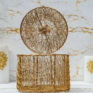 Premium Quality Luxury Metal Iron Hamper <b>Basket</b> with Handcrafted Design Durable Handles Large Storage Capacity - Product Image 1