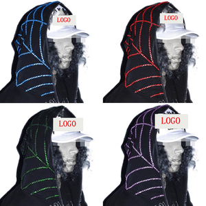 Respirant doux strass à capuche fermeture éclair sweat à capuche printemps Streetwear vêtements unisexe polaire coton sweats à capuche vêtements d'hiver - Product Image 2