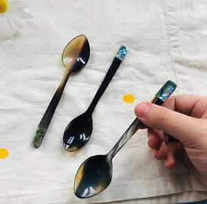 Cubiertos de mango largo de buena calidad, 3 uds., cubiertos, cuchara para ensalada, utensilios de cocina ideales, vajilla de mesa, juegos de cucharas de cuerno - Product Image 2