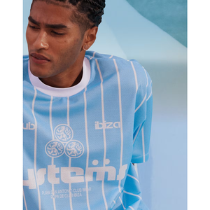 Camisetas de Jursey con rayas azules para hombre, calidad de exportación, cantidad a granel personalizable, mayorista de camisetas OEM/ODM de Bangladesh - Product Image 3