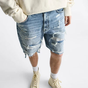 Manufacturer High Quality <b>Vintage</b> Cotton Custom Rhinestone <b>Jeans</b> Logo <b>Jeans</b> shorts <b>women</b> men Acid Wash Sun Faded Jort Shorts - Product Image 6