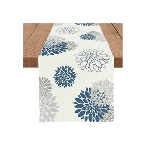 Camino de mesa de fiesta de boda de diseño personalizado de lino de algodón puro con impresión digital con logotipo personalizado - Product Image 1