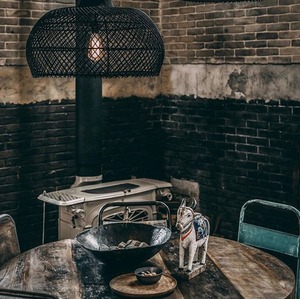 โคมไฟระย้าหวายสีดำโคมไฟไม้ไผ่แบบทันสมัยพร้อมโป๊ะไฟ - Product Image 3