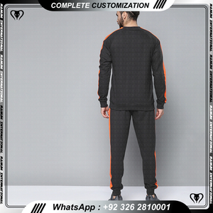 Haute qualité hommes décontracté couleur unie sport à manches longues hommes survêtement deux pièces costume - Product Image 2