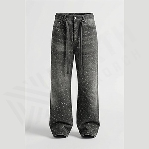 Jeans en denim pour homme, coupe droite, 100% coton, uni, coupe ample, séchage rapide, léger, vente en gros, couleur personnalisée - Product Image 1