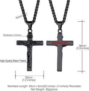 Collar de urna negra con crucifijo para cenizas, joyería de acero inoxidable, medallones de urna de recuerdo conmemorativo, colgante para hombres y mujeres, tamaño personalizado - Product Image 6