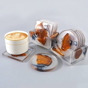 Hot Selling Wooden Square <b>Coaster</b> with Camel Bone Inlay Top Luxury Resin <b>Coaster</b> <b>for</b> Tea <b>Drink</b> Multi-use Board Plate - Product Image 1