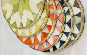 Ensemble de sous-verres carrés asiatiques zen personnalisables en bambou et os incrustés, résistants à la chaleur et écologiques, pour bureau - Product Image 3