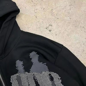 Ensemble de survêtement pour homme, streetwear d'hiver, uni, broderie usée, appliqué, de haute qualité, 100% coton, sweat-shirt à capuche et pantalon - Product Image 3