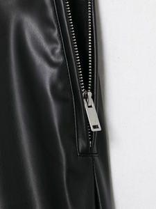 Pantalon cargo à jambes larges en similicuir vert foncé pour femmes Taille haute Poches amples Streetwear Pantalon de mode Bas - Product Image 3