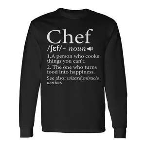 T-shirt à manches longues « Définition du chef » avec slogan culinaire – Vêtements promotionnels pour cuisiniers - Product Image 1
