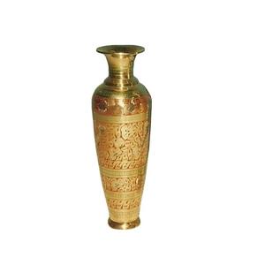 Florero de latón de alta calidad con hermoso grabado, pintura dorada y roja, Decoración de mesa terminada, florero - Product Image 6