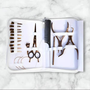 Alicates para extensiones de cabello chapados en oro rosa, kit de herramientas de microeslabones con tijera para cortar el cabello, herramientas de separación rápida y aguja de bucle - Product Image 3