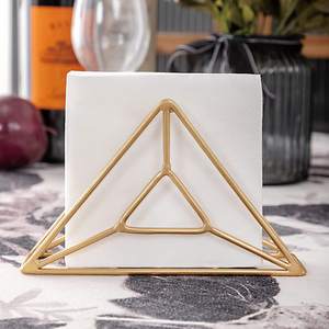 Soporte de pañuelos recubierto de polvo dorado para fiestas de boda, vajilla de alambre de hierro, soporte de servilleta personalizado a precio competitivo - Product Image 1