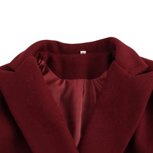 Chaqueta Casual Larga Cruzada de Invierno para Mujer, Impermeable, Transpirable, Acolchada, Tejida, Lisa, Teñida, Color Borgoña, de Miden International - Product Image 5