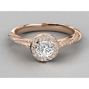 แหวนเพชรเม็ดเดี่ยวทรงบริลเลียนท์ 14k ทองคำ ประดับเพชรเลี้ยงในห้องปฏิบัติการ - Product Image 1