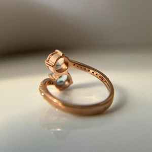 Soulblush 14K Or Aigue-Marine Morganite Anneau Empilable Lumière Calme Douce Lueur Double Radiance Doux Bond Élégant Hue Pure Spark - Product Image 5