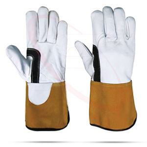 Guantes de cuero OEM para soldar TIG, protección personalizada contra el calor y el fuego, brazalete de seguridad de piel de vaca dividida, altamente recomendado - Product Image 1