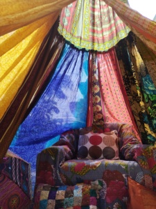 Boho Chic Canopy Saree <b>Tent</b> Bed Canopy Wedding Backdrop Gypsy Hippie Decor Floor Seating Meditation <b>Room</b> Glamping - Product Image 2