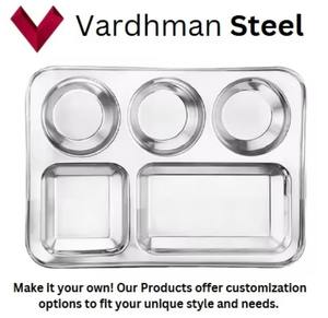Énorme demande vente plateau en acier inoxydable 5 compartiments avec bords ronds Rectangle acier Thali déjeuner et assiette à dîner - Product Image 2
