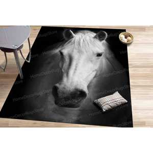 Alfombra de Lana Estampada con Diseño Único de Caballos y Animales, Ecológica, con Base de Látex, Textura Chenilla, Ideal para Regalo - Product Image 1