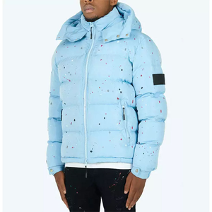 Chaqueta Acolchada Personalizada para Hombre, Color Azul Cielo, con Capucha, Abrigo de Invierno Cálido, Cortavientos, con Cremallera, Embalaje en Tambor, Moda - Product Image 4