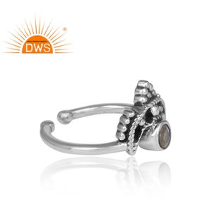 Anillo ajustable de piedras preciosas de labradorita Natural de plata esterlina oxidada más vendido Fabricante de joyería personalizada - Product Image 4