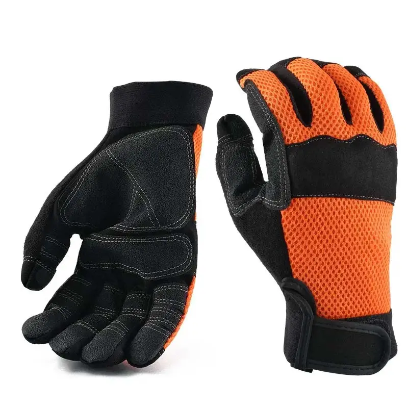 Mekanik eldiven rahat eğitim eldiven güvenlik iş sentetik deri güvenlik kabul özel Logo ucuz fabrika fiyatları