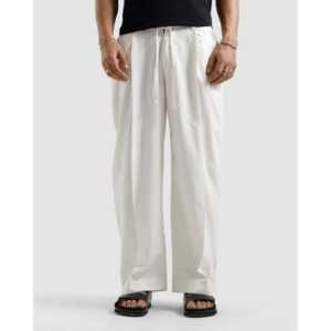 Pantalon plissé en lin sur mesure, style été formel/décontracté, tissu léger en laine tissée, 100% lin, fermetures éclair décorées, taille XL, coloré - Product Image 3