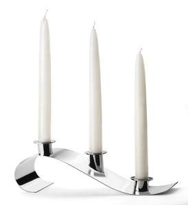 Candelabro Moderno de Acero Inoxidable con Diseño de Onda, para Tres Velas Cónicas, Centro de Mesa de Lujo para Bodas, Decoración del Hogar - Product Image 1