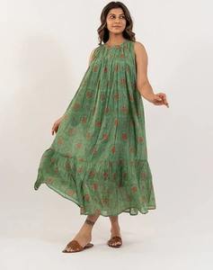 เดรสสำหรับผู้หญิงผ้าฝ้ายงานแฮนด์เมดสไตล์อินเดียเดรสฤดูร้อนแสนหวานลายดอกไม้มีสไตล์สำหรับเจ้าสาวของขวัญฮันนีมูนสั้น - Product Image 2